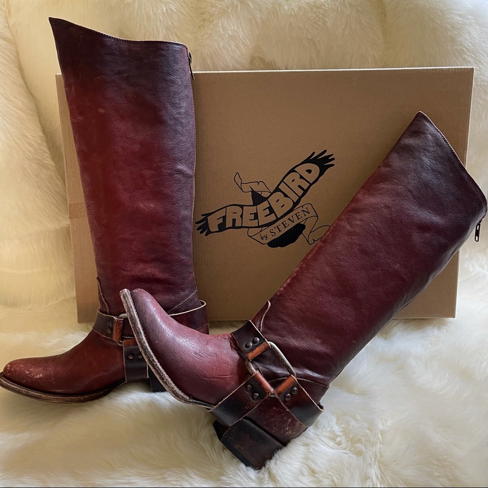 Freebird by Steven ‘Phily’ Rust Leather Harness Boots ~ Like New